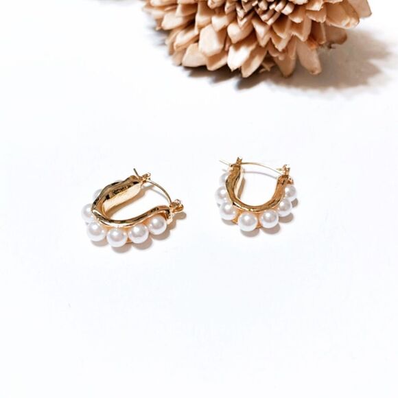 Pearl hoop earrings M289 - Picture 3 of 5